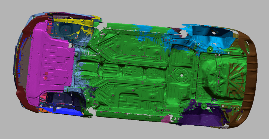 Процесс 3D-сканирования элементов кузова автомобиля